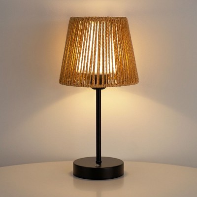 Onewish  Protable Table Lamp with Swappable shade Black + Brown, 2-pack