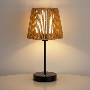 Onewish  Protable Table Lamp with Swappable shade Black + Brown, 2-pack - 1 of 4