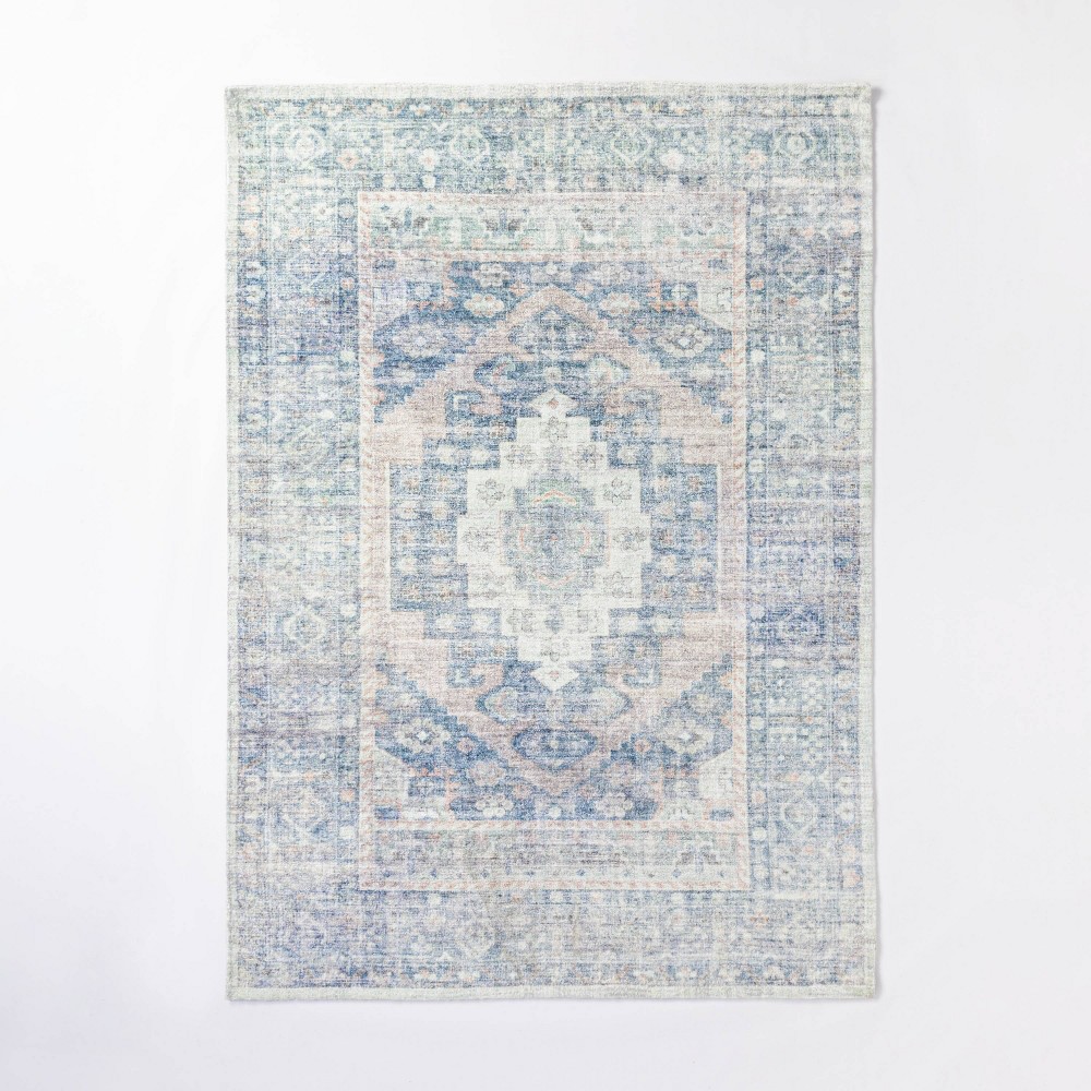 7'x10' Brighton Distressed Vintage Persian Style Rug Light Blue - Threshold™ designed with Studio McGee