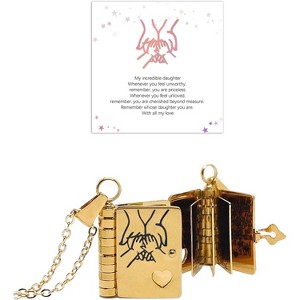 Daughter Love Book Necklace, Laser Engraved Page Pendant Stainless Steel Gift - 1 of 4