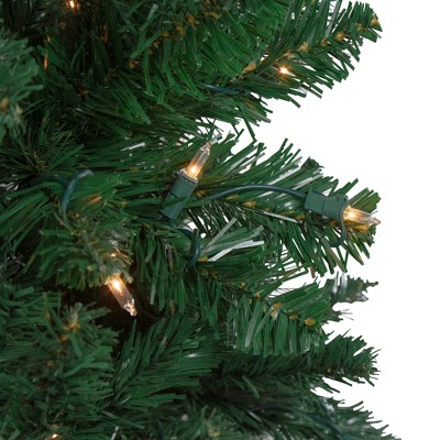 6.5 Ft Pre-Lit Green Pine Christmas Tree with Warm White LED Lights