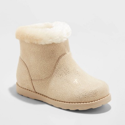 girls tan fur boots
