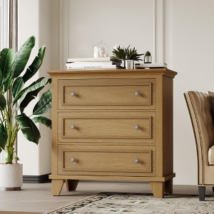 3 Drawer Dresser for Bedroom, 32"W Wooden Chest of Drawers, Small Dresser Nightstand, Clothes Storage Organizer for Bedroom - 1 of 4