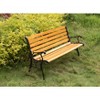 Gardenised Wooden Outdoor Park Patio Garden Yard Bench with Designed Steel Armrest and Legs - 3 of 4