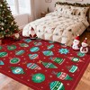 Christmas Ball Print Washable Accent Rug with Non-Slip Backing,Stain-Resistant Low Pile Xmas Holiday Carpet - 2 of 4