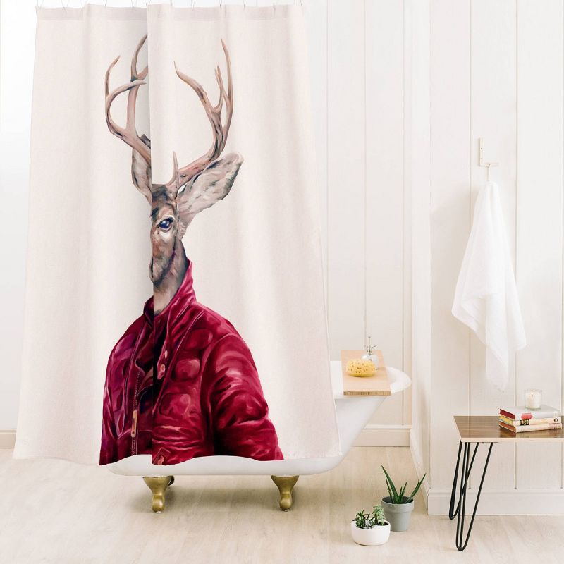 Animal Crew Red Deer Shower Curtain Red - Deny Designs, 3 of 5