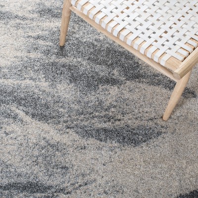 Beige and Grey Abstract Shag Runner Rug, 2'3" x 9'