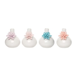 Transpac Ceramic Pastel Flower Vase Set of 4 Home Decorations Spring - 1 of 1