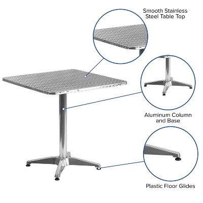 Mellie 27.5'' Square Silver Stainless Steel Dining Table