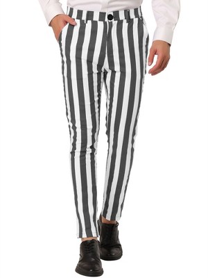 INSPIRE CHIC Men's Casual Striped Slim Fit Color Block Business Pants