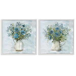 Stupell Industries Country Mixed Floral Bouquets 2pc Framed Giclee Art Set, White, 12" x 12" - 1 of 4