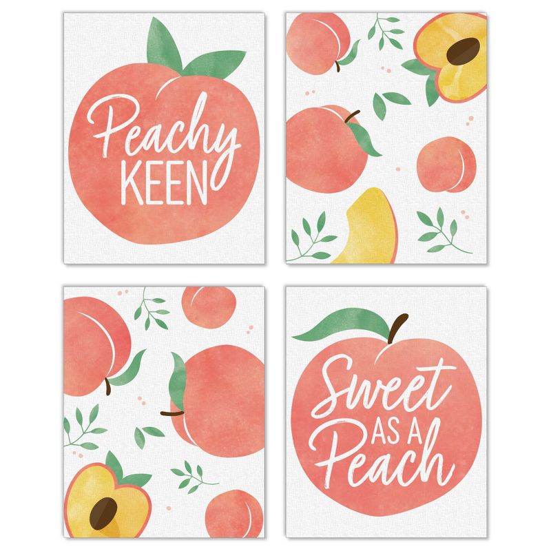 Big Dot of Happiness Sweet as a Peach - Unframed Fruit Kitchen Linen Paper Wall Art - Set of 4 - Artisms - 8 x 10 inches, 1 of 8
