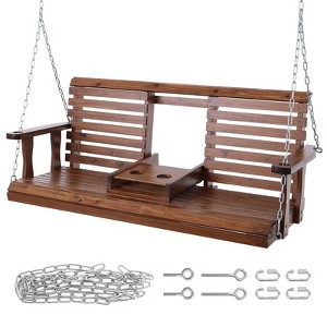 VEVOR Wooden Porch Swing 5 ft, Patio bench swing for Courtyard & Garden, Upgraded 880 lbs Strong Load Capacity - 1 of 4