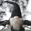 SEVOBAL Party Decorations and Accessories Handcrafted Fabric Black Gnome with Wings for Spooky Halloween Decor, Black White, 4.3"*3"*15.5" - 3 of 4