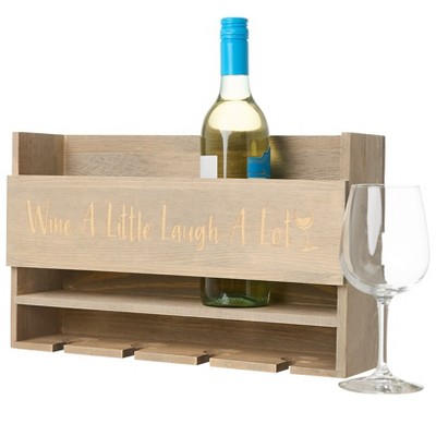 The Lakeside Collection Rustic Wall Mounted Wine Rack and Glass Holder