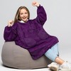PAVILIA Wearable Blanket Sweatshirt for Kids Boy Girl, Warm Cozy Oversized Giant Hoodie, Fleece Faux Shearling Two Pocket - 2 of 4