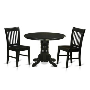 HomeStock 3-Pc Black Finish Solid Wood Top - Dining Room Set - Seats 4 - 1 of 4