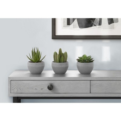 NicBex Set of 3 Succulent in Cement Pots, 6"H Faux Fake Plants Artificial Plants Indoor, Tabletop Greenery for Desk, Shelf & Windowsill Decor