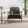 CAVINAS 29.2" Faux Leather Accent Chair with Solid Wood Frame and Brass-Tipped Legs, Arm Chair for Living Room, Bedroom - 3 of 4