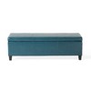 Alilang 51.25 inches Faux Leather Storage Ottoman Bench with Hinged Lid and Tapered Wooden Legs-Blue - 3 of 4