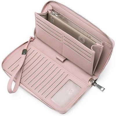 Acoinel Zippered Multi Card Wallet with Wristlet Strap for Women