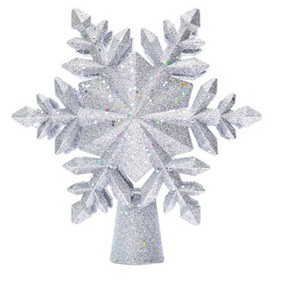 Aoibox Christmas tree topper lighted with 6 projection modes 3D silver glitter snowflake LED rotating projector 1 Piece for holiday decor - 1 of 4