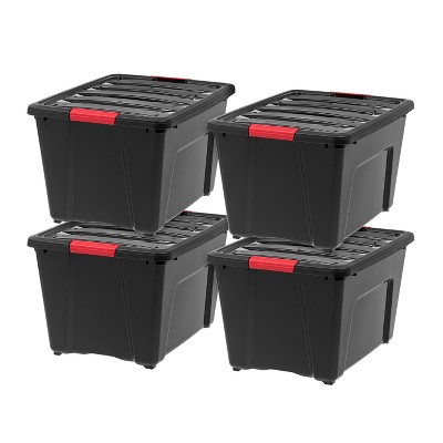 IRIS USA 3 Pack 144qt Large Clear View Plastic Storage Bin with Lid and  Secure Latching Buckles 