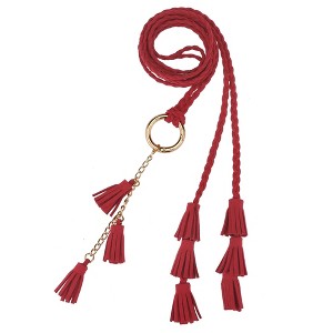 INSPIRE CHIC Women's Woven Braided Rope Tassels Chain Skinny Boho Waist Belts 1 Pc - 1 of 4