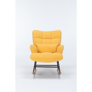 Ergonomic Teddy Upholstered Rocking Chair with High Backrest for Nursery, Living Room, or Bedroom - 1 of 4