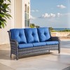 POCASSY 74" Wide Outdoor Wicker Patio Sofa with Cushions, All Weather Wicker Furniture Sofa 3 Seater Couch for Porch, Deck, Balcony - 2 of 4