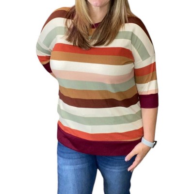 Women's Stripe Weekender Tee - honeyme