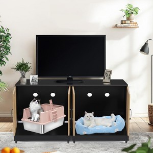 Cat Litter Box Enclosure for 2 Litter Boxes, 47 in Hidden Litter Box Enclosure with Double Room - 1 of 4