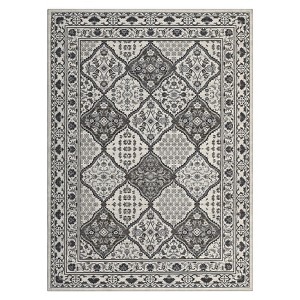 Washable Vintage Geometric Rug Non Slip Low Pile Rug Soft Throw Floor Cover Foldable Indoor Carpet for Living Room Bedroom Playroom Nursery - 1 of 4
