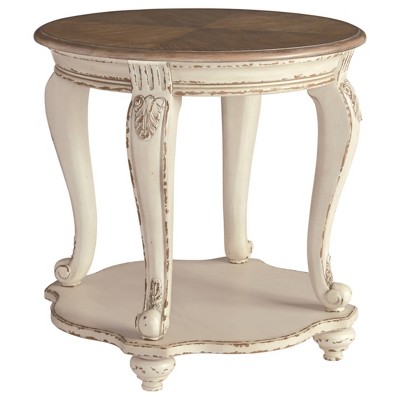 Realyn End Table - Signature Design by Ashley: Cottage Style, Antiqued Two-Tone, Wood Finish