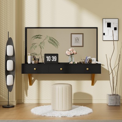 47" Floating Shelf with Drawer,Multi-Purpose Wall-Mounted Vanity Table,Mounted Desk,Floating Table for Bedroom,Bathroom,Hairdressers-Maison Boucle
