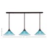 Toltec Lighting Stem 3 - Light Chandelier in  Dark Granite with 16" Teal Crystal Shade - 2 of 2
