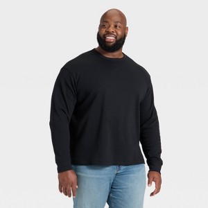 Men's Vintage Textured Crewneck Long Sleeve Shirt - Goodfellow & Co™ - 1 of 3