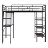 TIRAMISUBEST Twin Size Loft Bed with 3 Layers of Shelves and Bulit-in Desk, Stylish Metal Loft Bedframe with Whiteboard and Ladder - 3 of 4