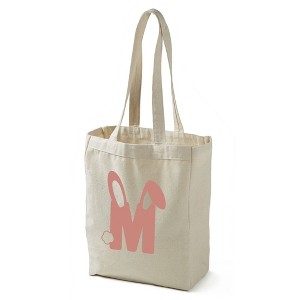 Bunny Monogram Canvas Tote Bags, Pink - 1 of 3
