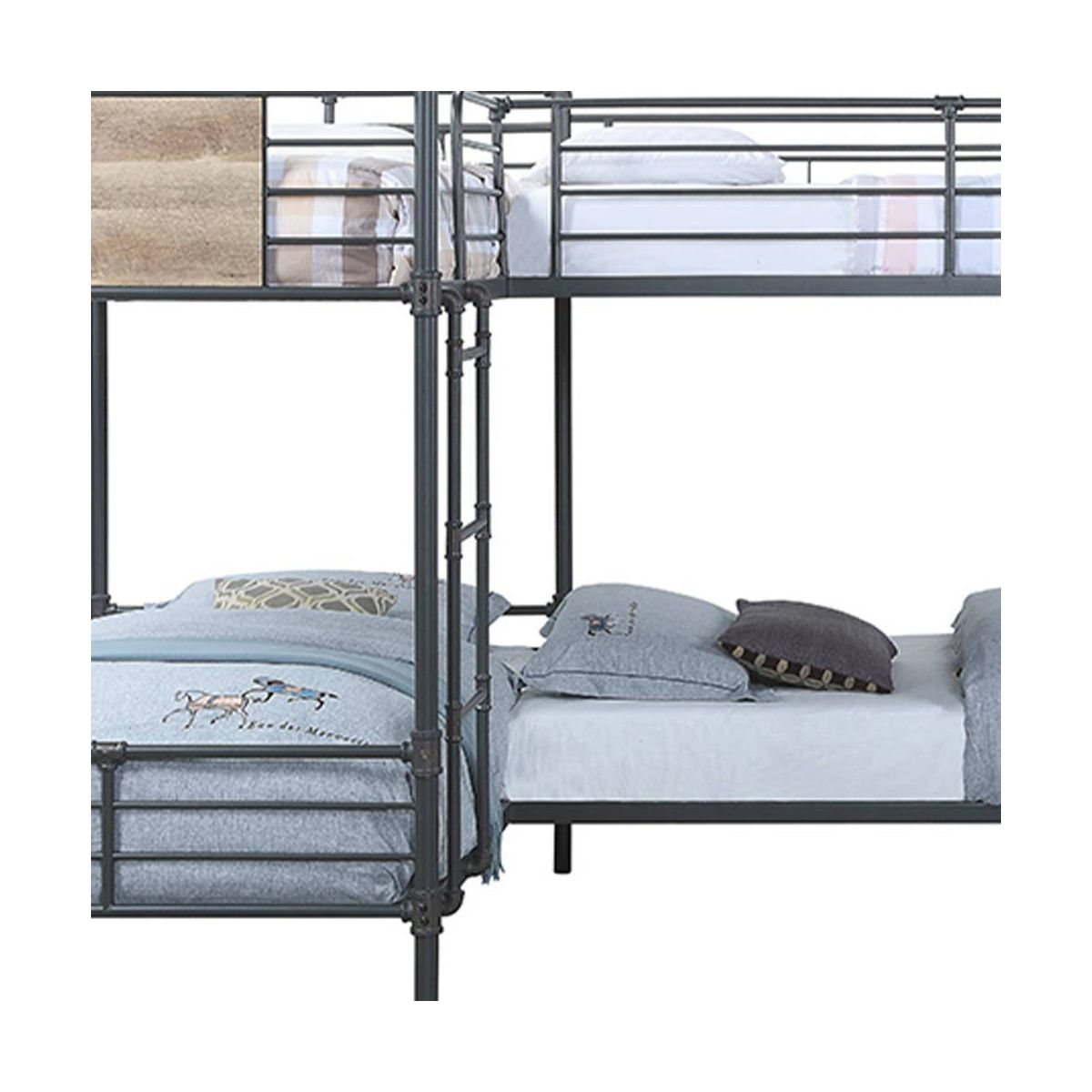 119"Quadruple Twin Bunk Bed Cordelia Loft and Bunk Bed Sandy Black, Dark Bronze Hand-Brushed Finish - Acme Furniture: Metal Frame - thumbnail 5