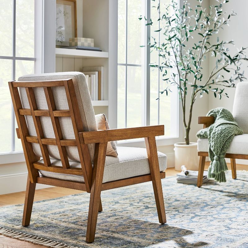 Grantsville Wood Frame Accent Chair with Grid Back - Threshold™ designed with Studio McGee, 2 of 14