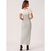 INSPIRE CHIC Women's Square Neck Short Sleeve Ribbed Knit Stripe Sweater Maxi Dress - 4 of 4