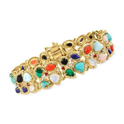 Ross-Simons 19.60 ct. t.w. Multi-Gemstone Bracelet in 18kt Gold Over Sterling