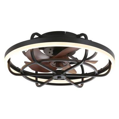 Airsurfer 20" Caged Ceiling Fan in Matte Black with Dimmable LED Light, Memory Function & 5 Integrated ABS Blades