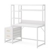 Vynxaria 55¡± Computer Desk with Hutch, 2 Drawers & Open Shelves ¨C Modern Home Office Storage Workstation - 2 of 4