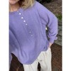 Women's Oversized Sweaters Batwing Long Sleeve Loose crew Neck Button Henley Tops Pullover Knit Jumper - 3 of 4