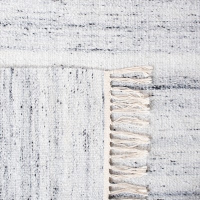 Ivory and Grey Handwoven Wool Kilim Area Rug