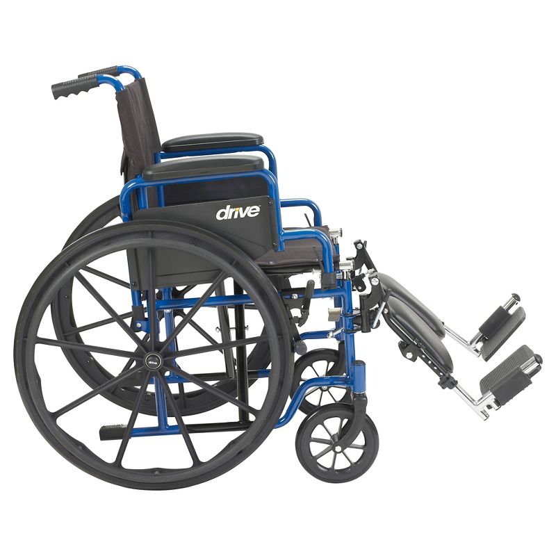 Drive Medical Streak Wheelchair with Flip Back Desk Arms, Elevating Leg Rests - 20&#34; Seat - Blue, 3 of 8