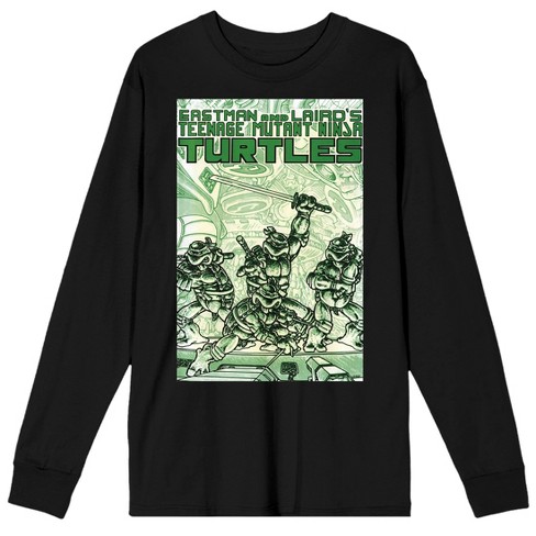 Men's Classic Teenage Mutant Ninja Turtles Long Sleeve T-Shirt in Black - Size Medium