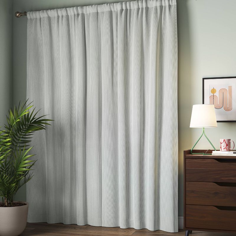Blackout Baby Striped Window Curtain Panel Gray/Ivory - Room Essentials™, 4 of 7